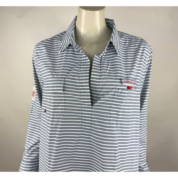 Vineyard Vines Performance Americas Cup Harbor Shirt Women 14 EUC $128 3/4Sleeve